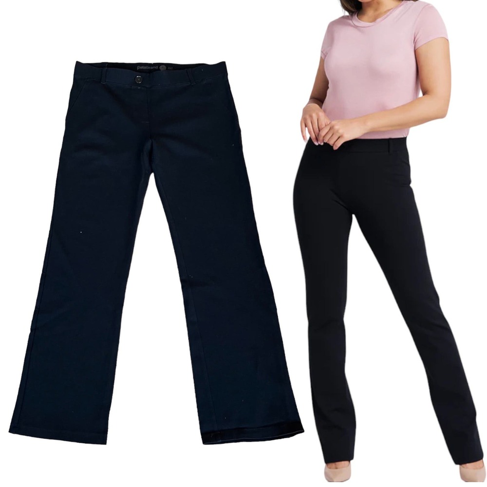 BETABRAND Dress Yoga Pants Black Straight Leg Office Career Comfort Medium EUC